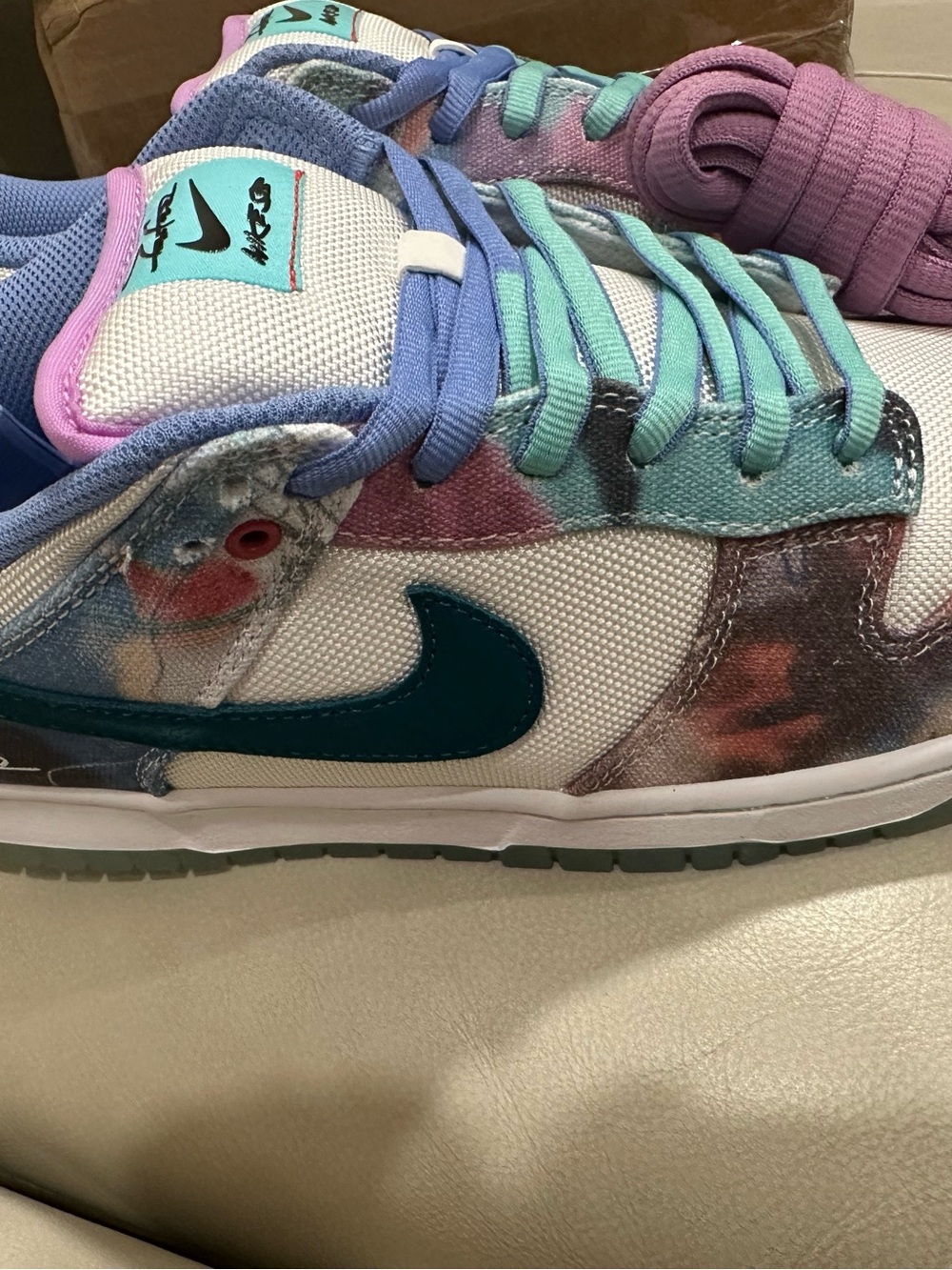 Nike Kids Low-Top Sneakers — Teal, Purple & Pink Accent